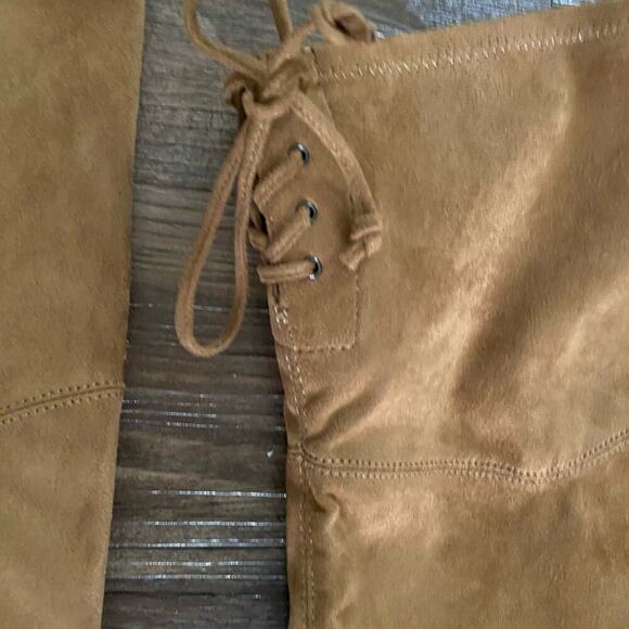 Nine West sz 8.5 brown faux suede chunky high heel boots NWT - Picture 8 of 14